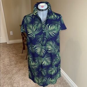 George Navy and Green Leaf Print Tunic
